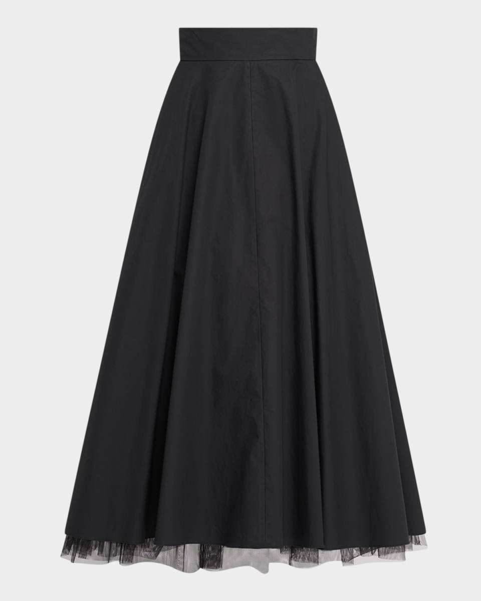Light Touch Ruffle-Hem Cotton Midi Skirt
